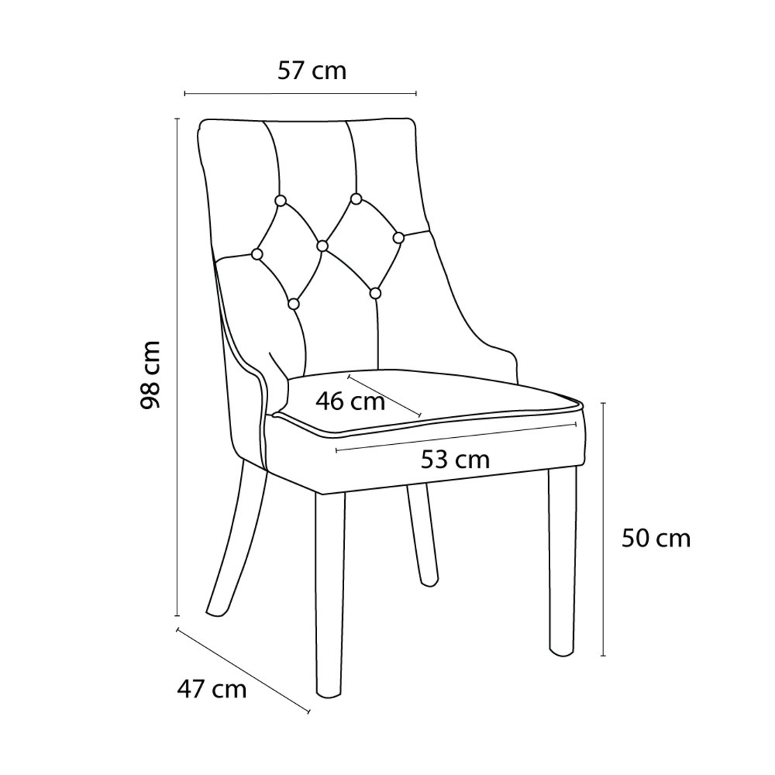 VERONA CHAIR WITH METAL RING FABRIC BLACK WOOD PIN