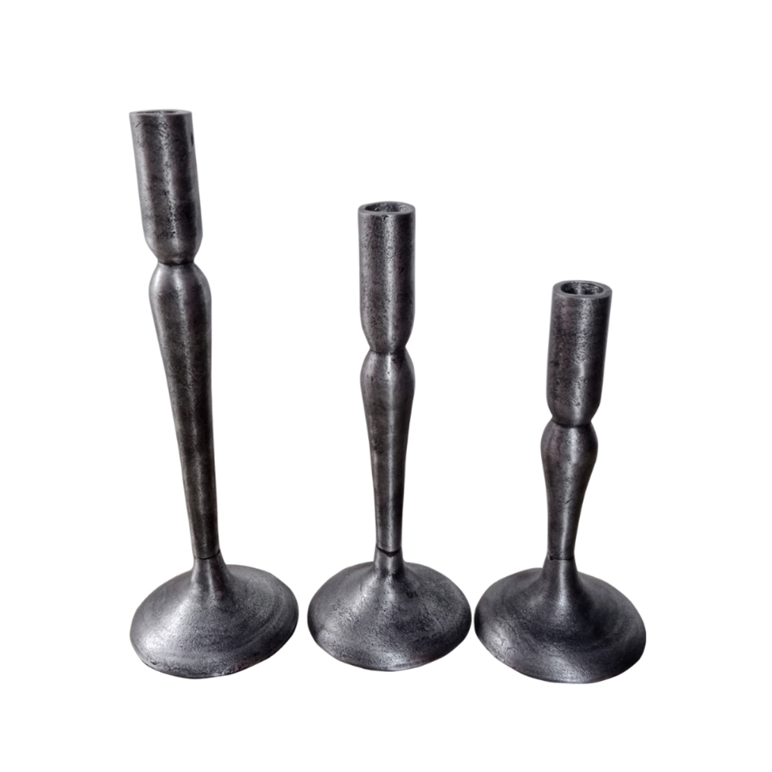 DEMEK CANDLE HOLDER SET 3PCS ALUMINIUM SILVER ANTI