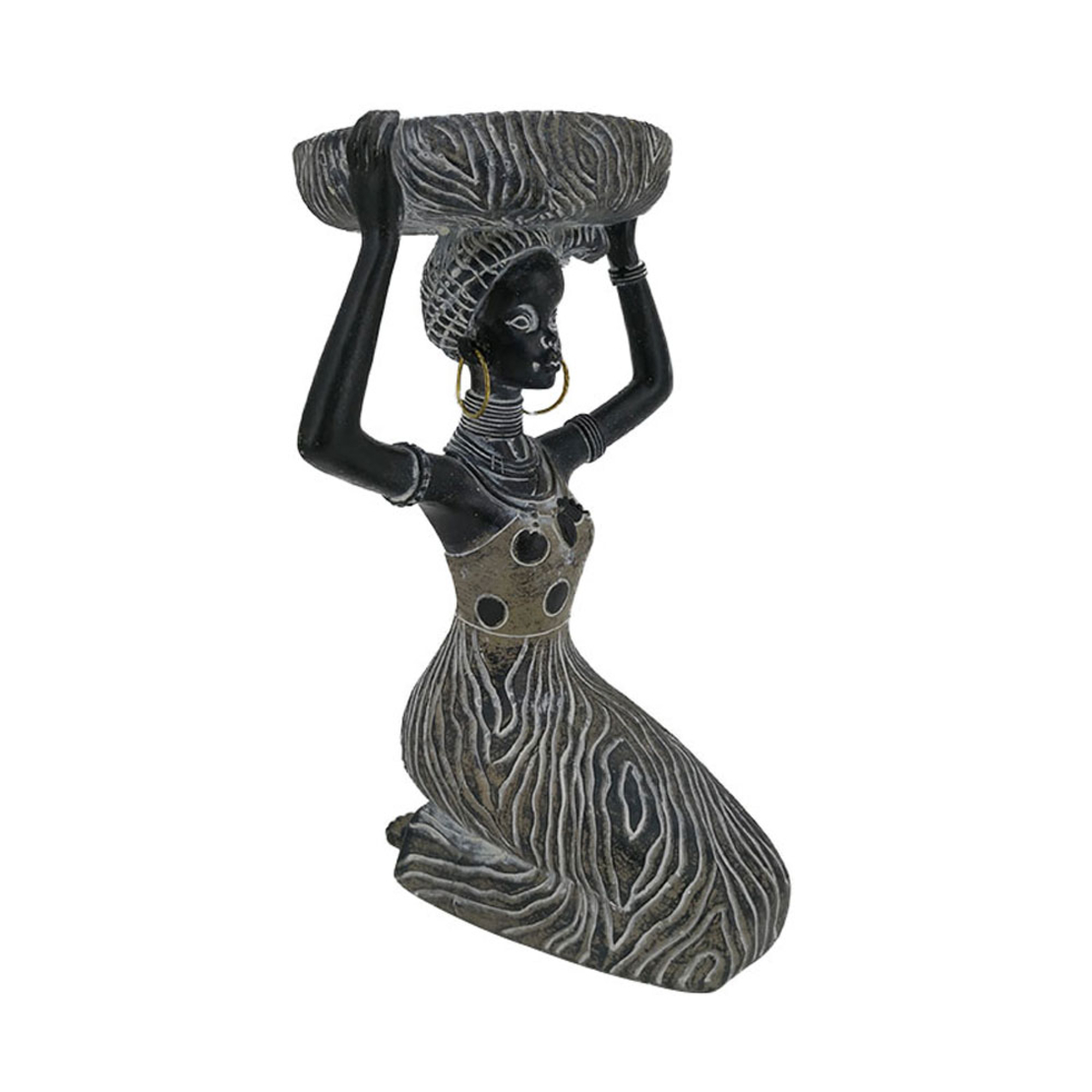 RABIA 1 DECO FIGURE POLYRESIN BLACK BROWN WHITE 13