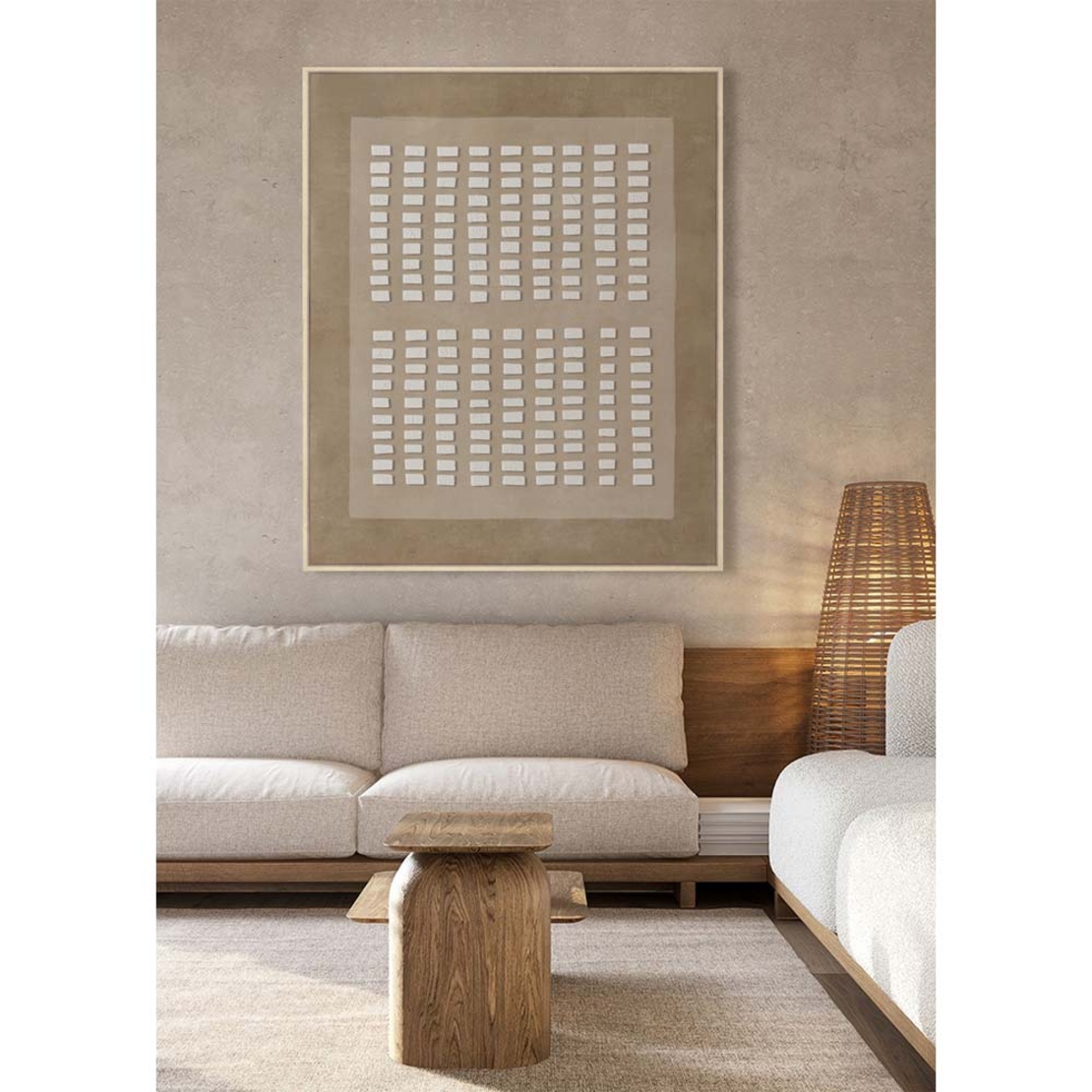 THE COLLECTIVE PAINTING DECORATIVE WITH FRAME 80x120x4 CANVAS BROWN BEIGE WOOD