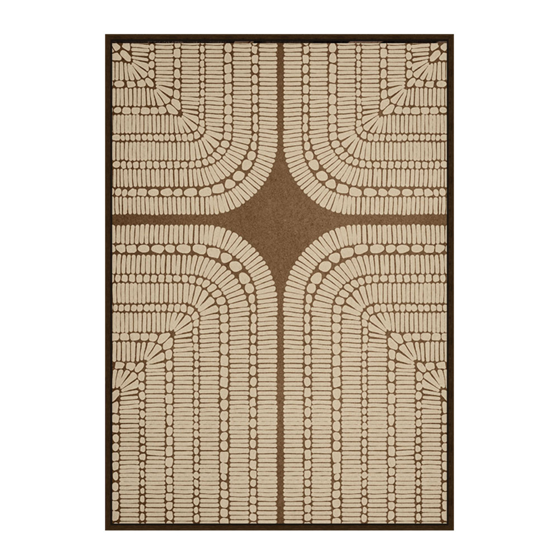 NEW AGE PAINTING CANVAS BEIGE BROWN WOOD FRAME BRO