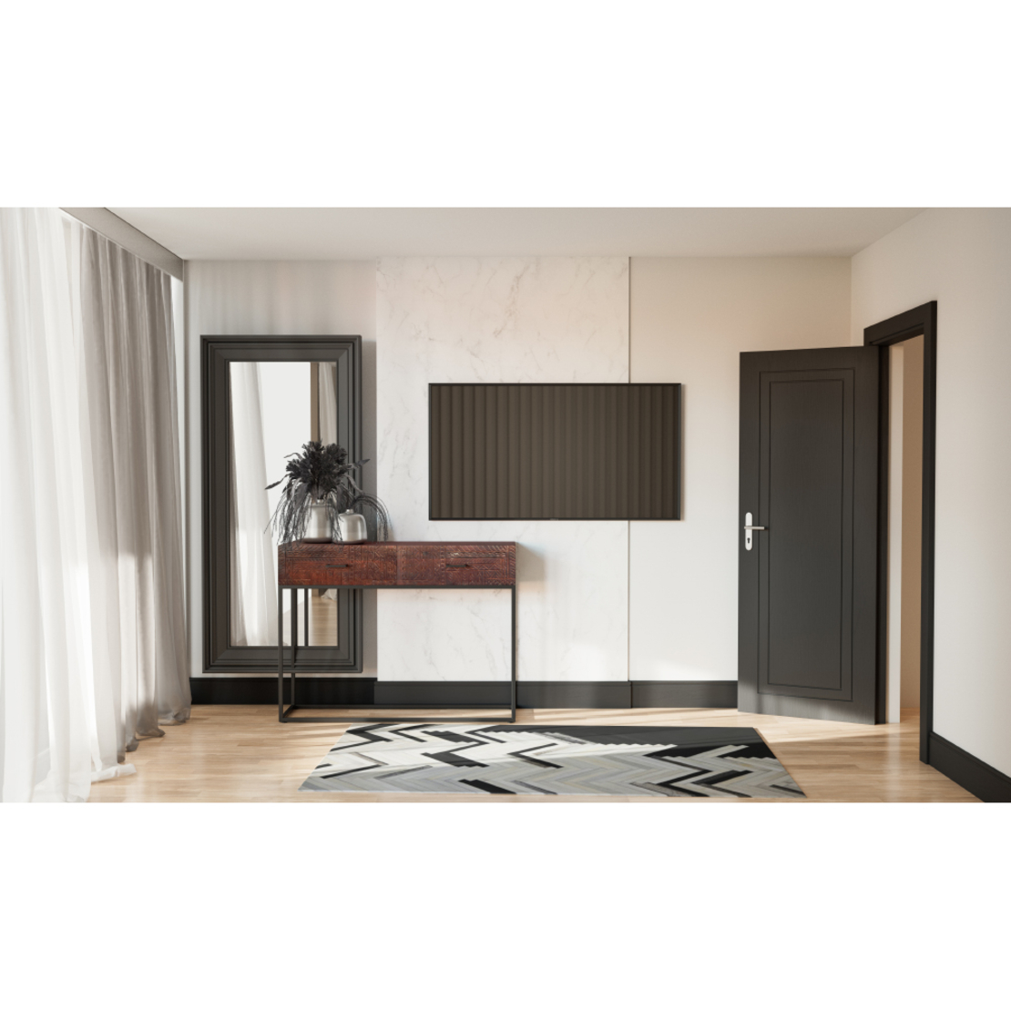 HONOR MIRROR WOOD PAULOWNIA BLACK 60xH120cm E1 PRC