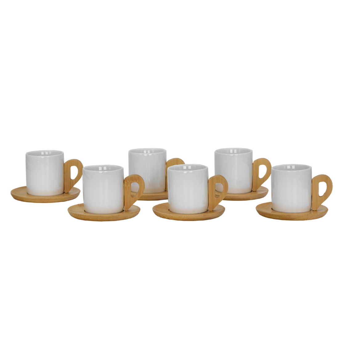 NORDIC MUG ESPRESSO SET 6 PCS PORCELAIN BAMBOO WHI