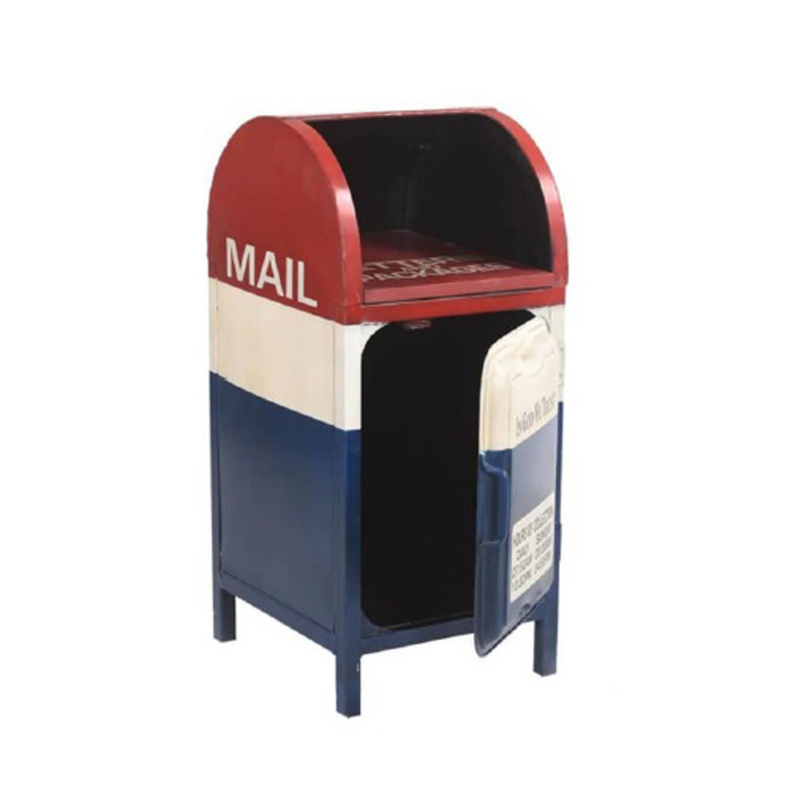 POST SIDE TABLE METAL BLUE CREAM RED 34x39xH74cm I