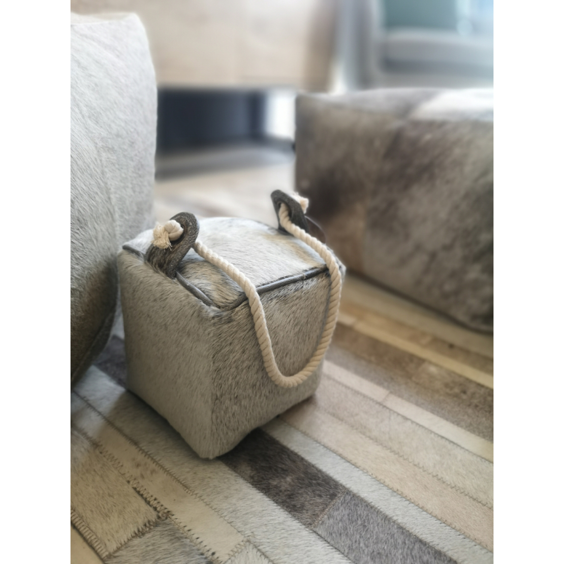 PUERTA DECO LEATHER GREY 15x15xH15cm IN