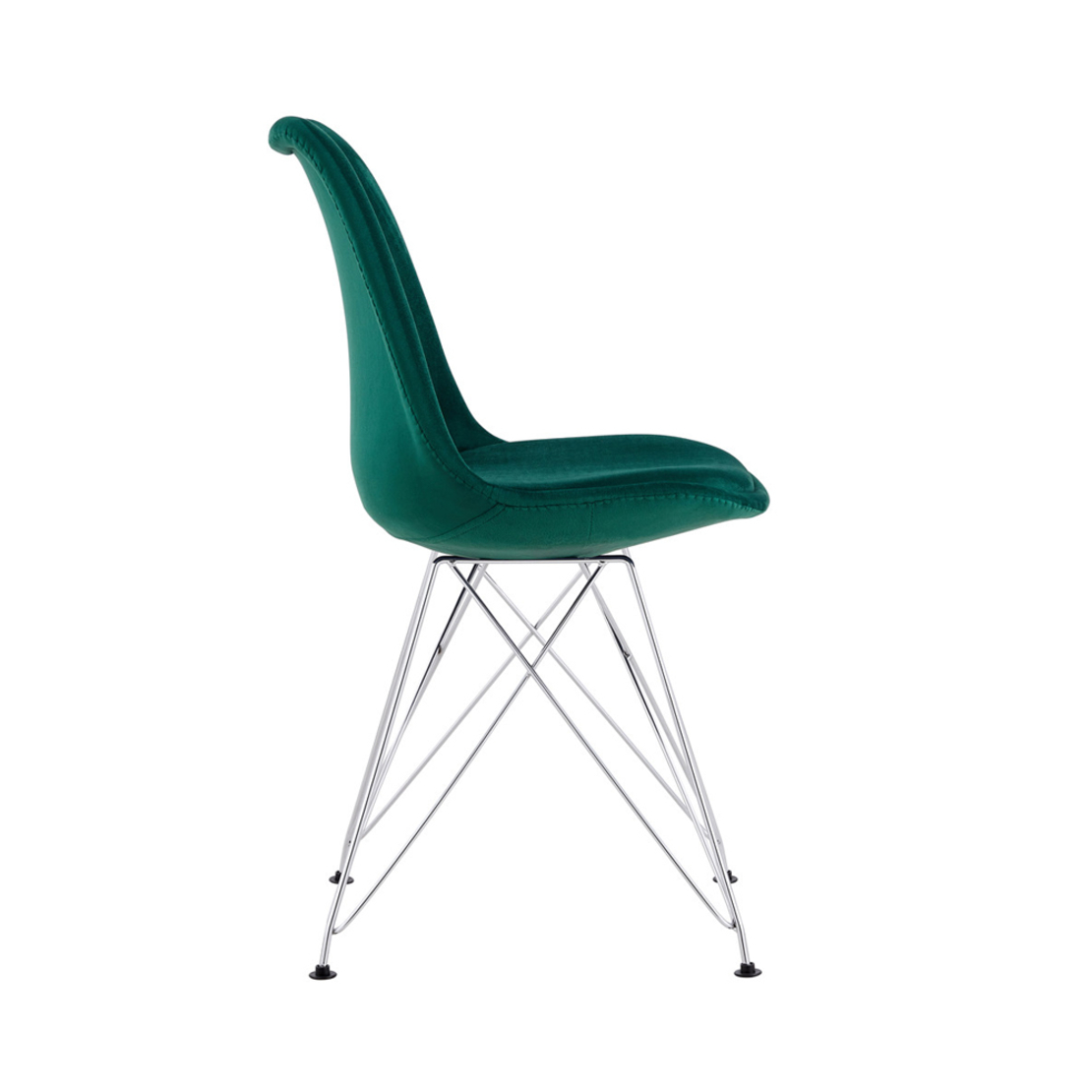 CROWN CHAIR FABRIC GREEN METAL CHROME PRC