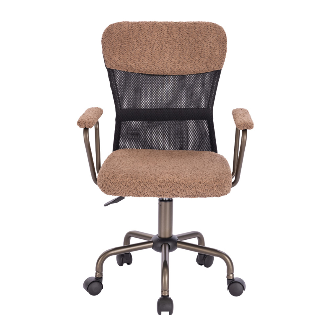 BELL CHAIR DESK FABRIC BROWN LIGHT GUNMETAL 54x52x
