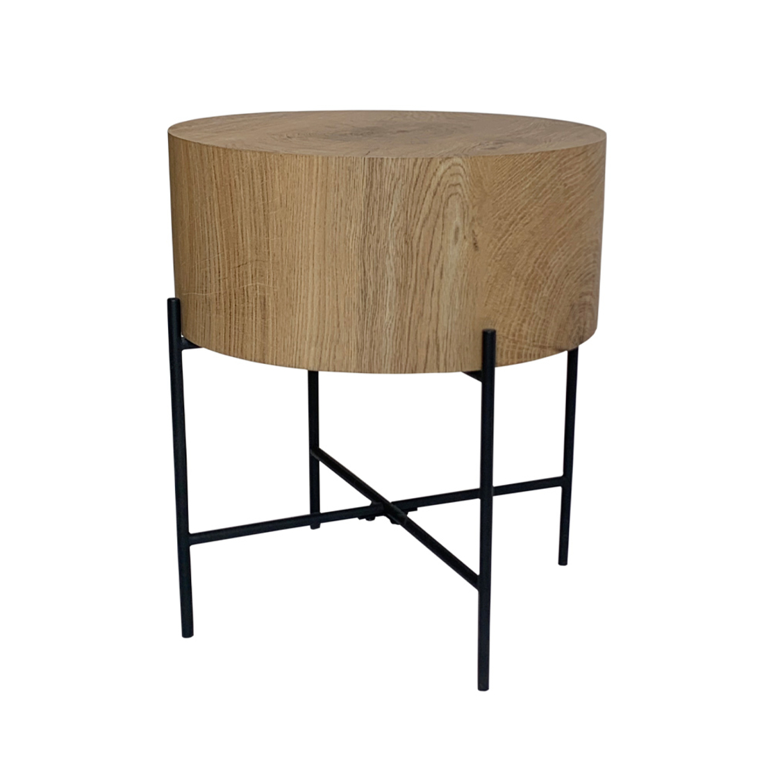 MADERA SIDE TABLE MDF WITH PAPER VENEER NATURAL METAL BLACK 45x45xH45cm E1 PRC