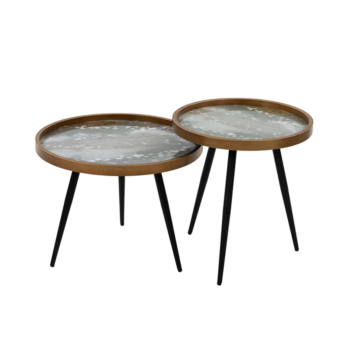 REEF COFFEE TABLE MDF MULTICOLOR WITH PATTERN BLACK METAL 60x60xH45cm E1 PRC