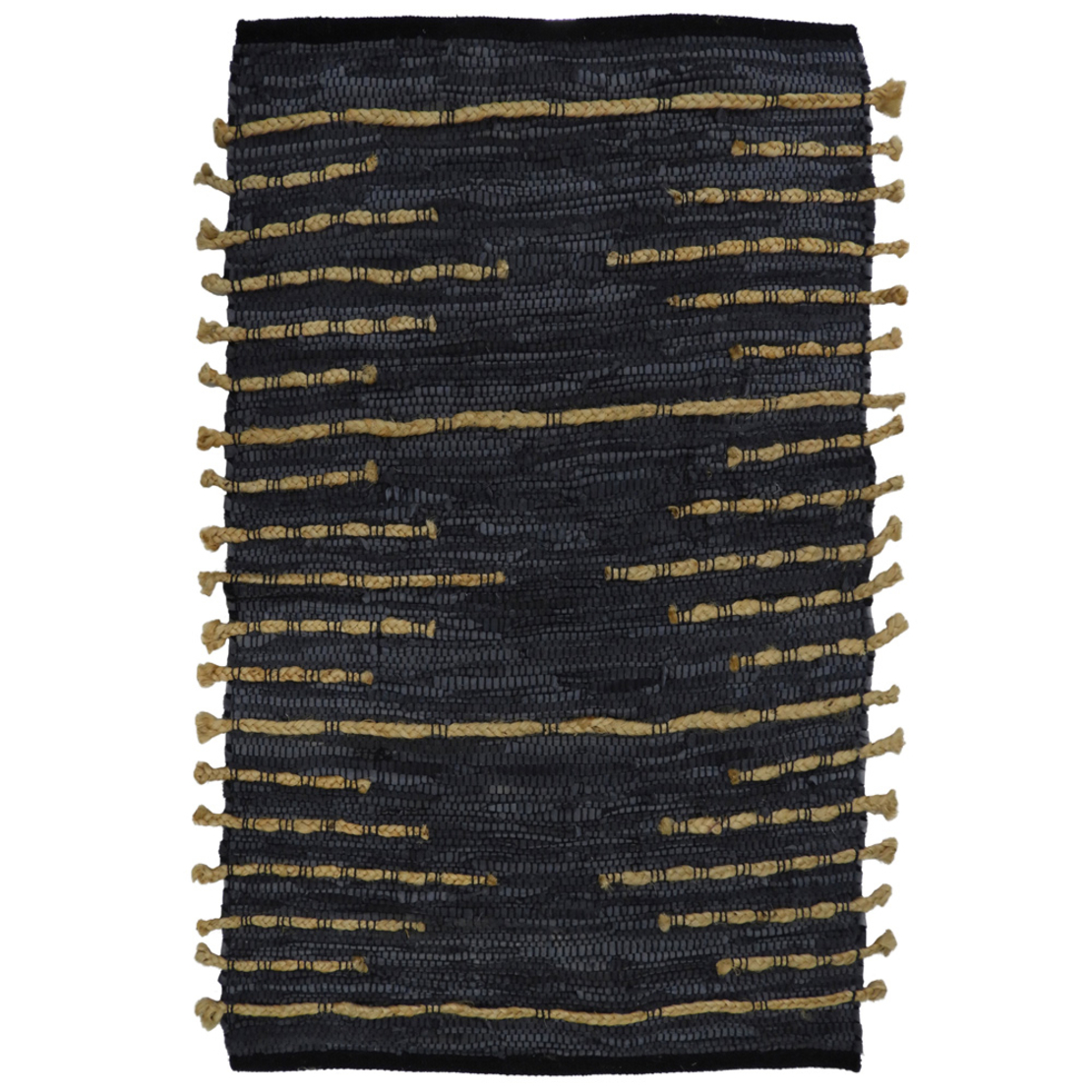 EDJE CARPET LEATHER JUTE BLACK BEIGE 60x90cm IN