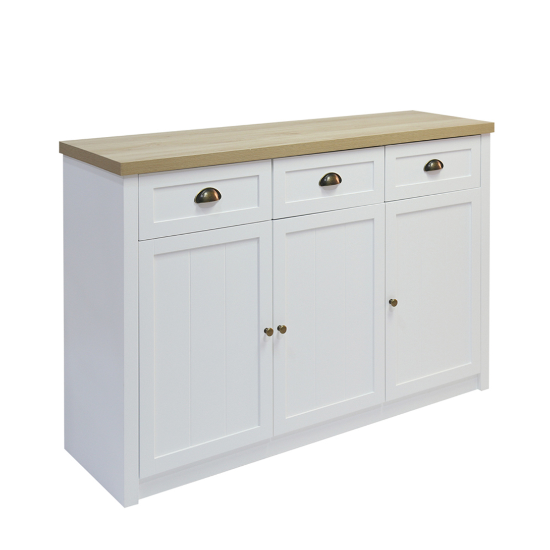 COTTAGE SIDEBOARD MELAMINE WHITE NATURAL 130x40xH87cm E1 PRC