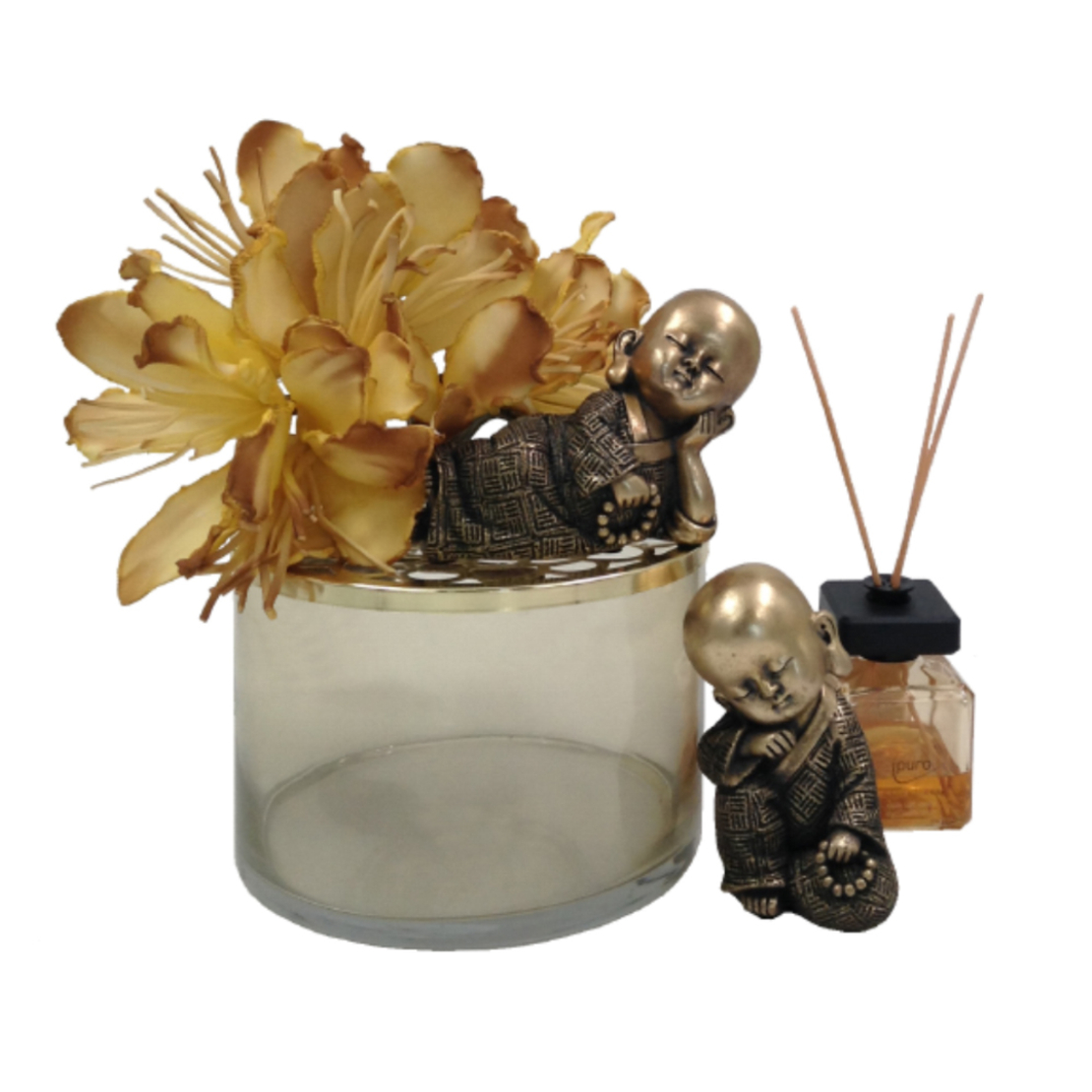 LITTLE MONK 1 DECO BUDDHA POLYRESIN GOLD BLACK 8,3