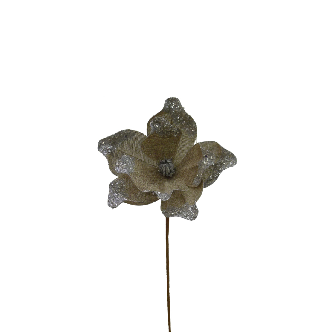 XMAS ANTHUR FLOWER POLYESTER BEIGE SILVER D40cm PR
