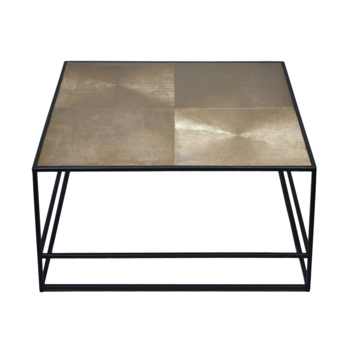 HADSTON COFFEE TABLE ALUMINIUM GOLD BLACK BLACK METAL 80x80xH40cm IN