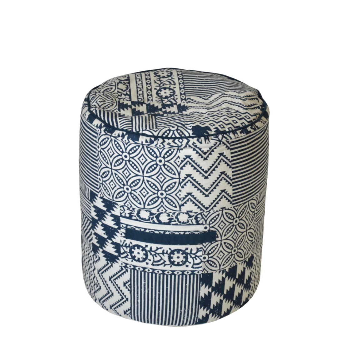 ISLAND POUF FABRIC BLUE WHITE IN