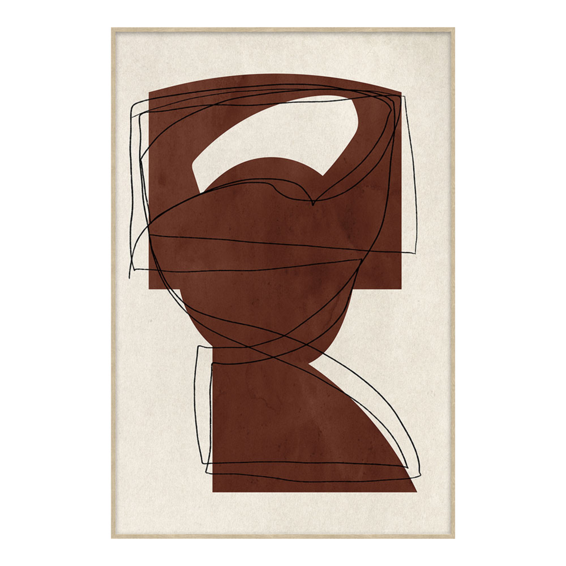 ART SPIRIT A PAINTING CANVAS BEIGE TERRACOTTA WOOD