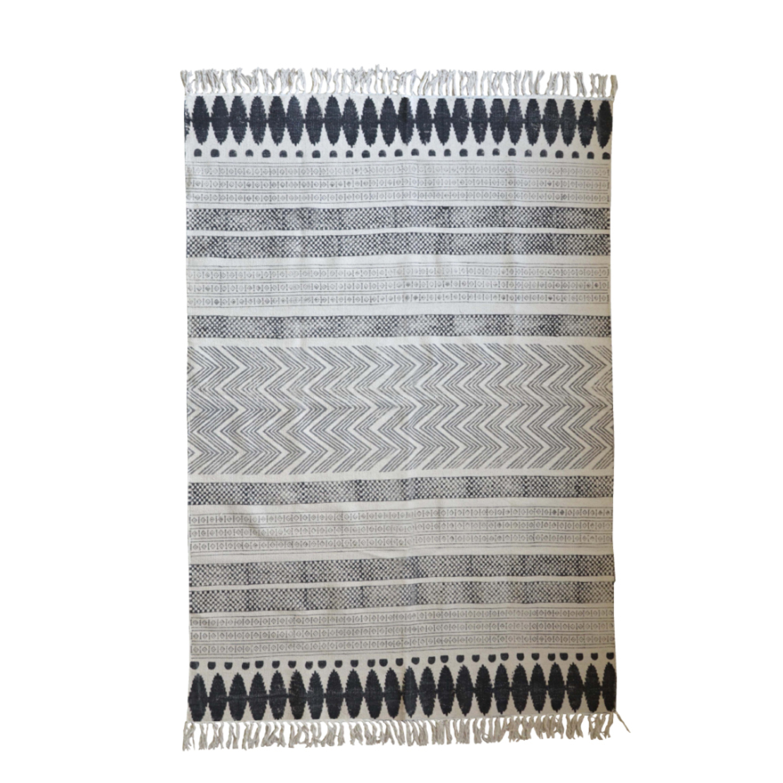 HAMMA 2 CARPET COTTON BEIGE BLACK 190x120cm IN
