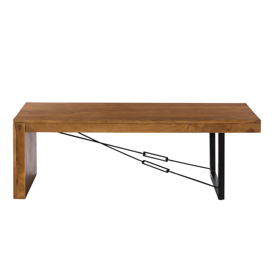 WIRE COFFEE TABLE WOOD ACACIA WALNUT METAL BLACK 120x60xH40cm IN