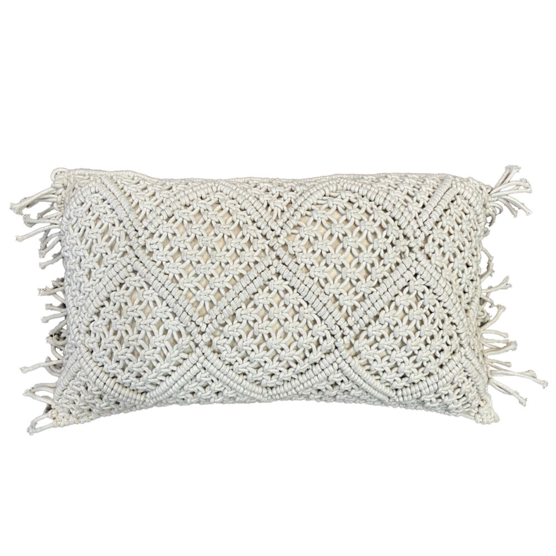 MIRAI DECOR CUSHION MACRAME COTTON FABRIC IVORY 30