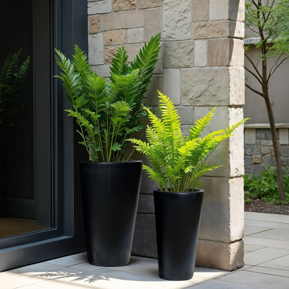 ONYX PLANTER SET 2PCS 32x32x53 CERAMIC BLACK