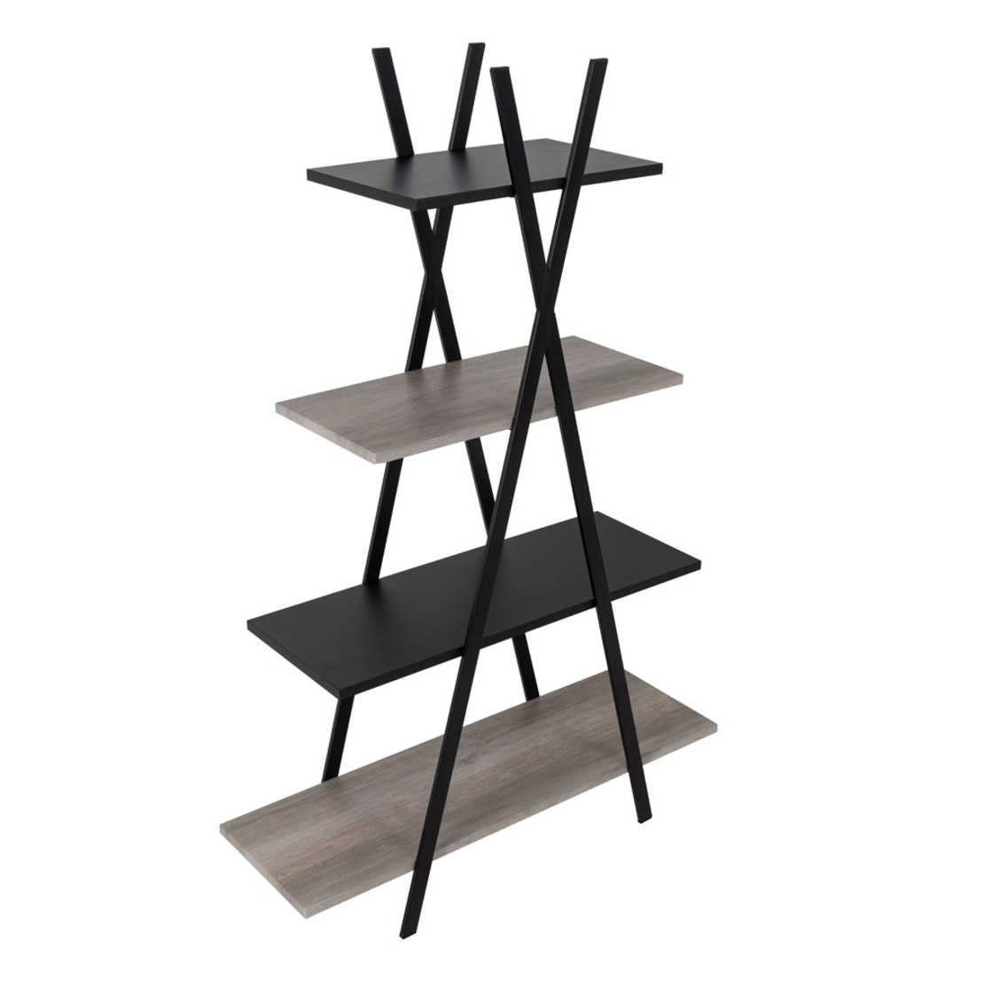 APATCHI BOOKCASE VENEER BLACK SONOMA DECAPE 95x30xH145cm E1 PRC