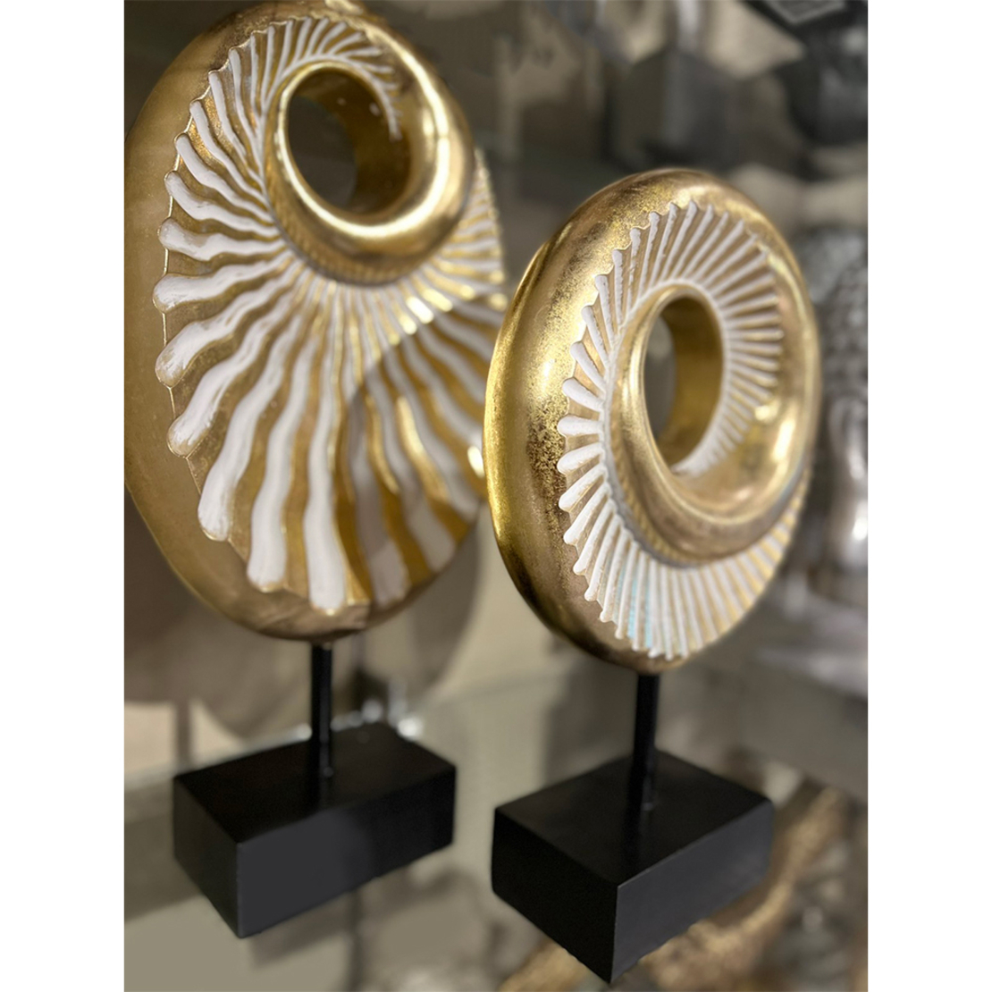 ESPIRAL OVAL DECO POLYRESIN GOLD BLACK 21,5x8,3xH4