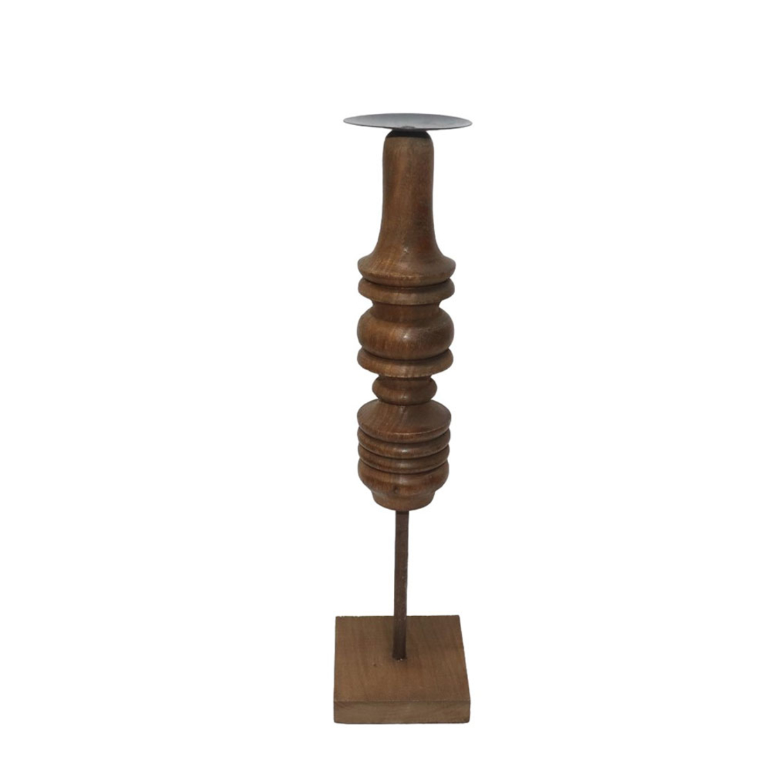 HIPPO CANDLE HOLDER WOOD METAL NATURAL D10xH40,5cm