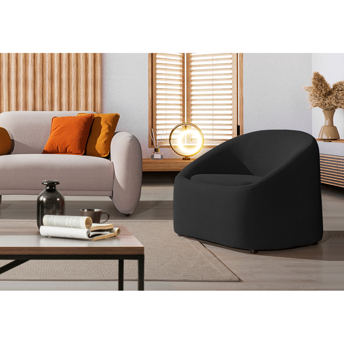 PUFFY ARMCHAIR FABRIC GREY DARK TR
