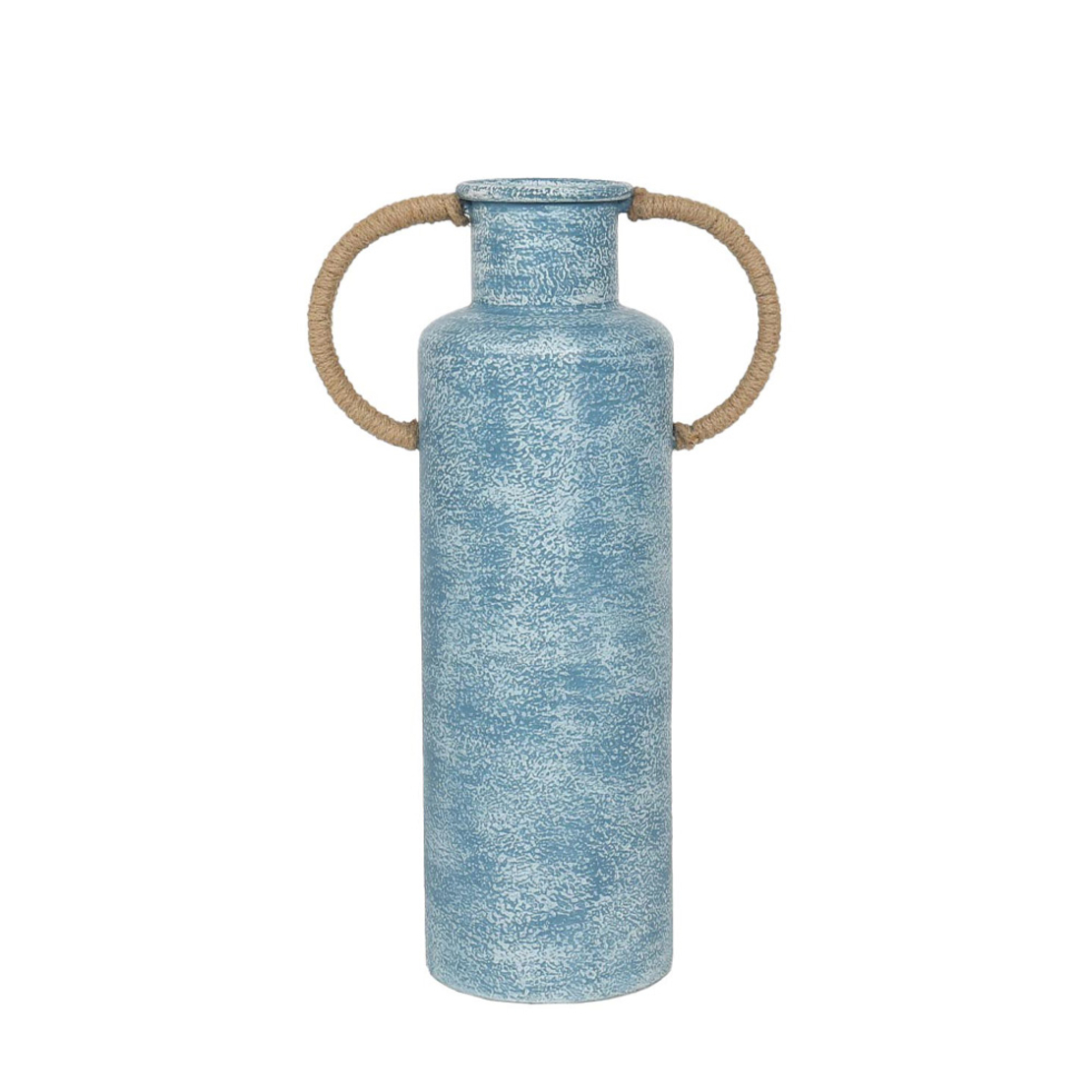 ATLANTIC VASE METAL ROPE BLUE WHITE NATURAL 26x14x