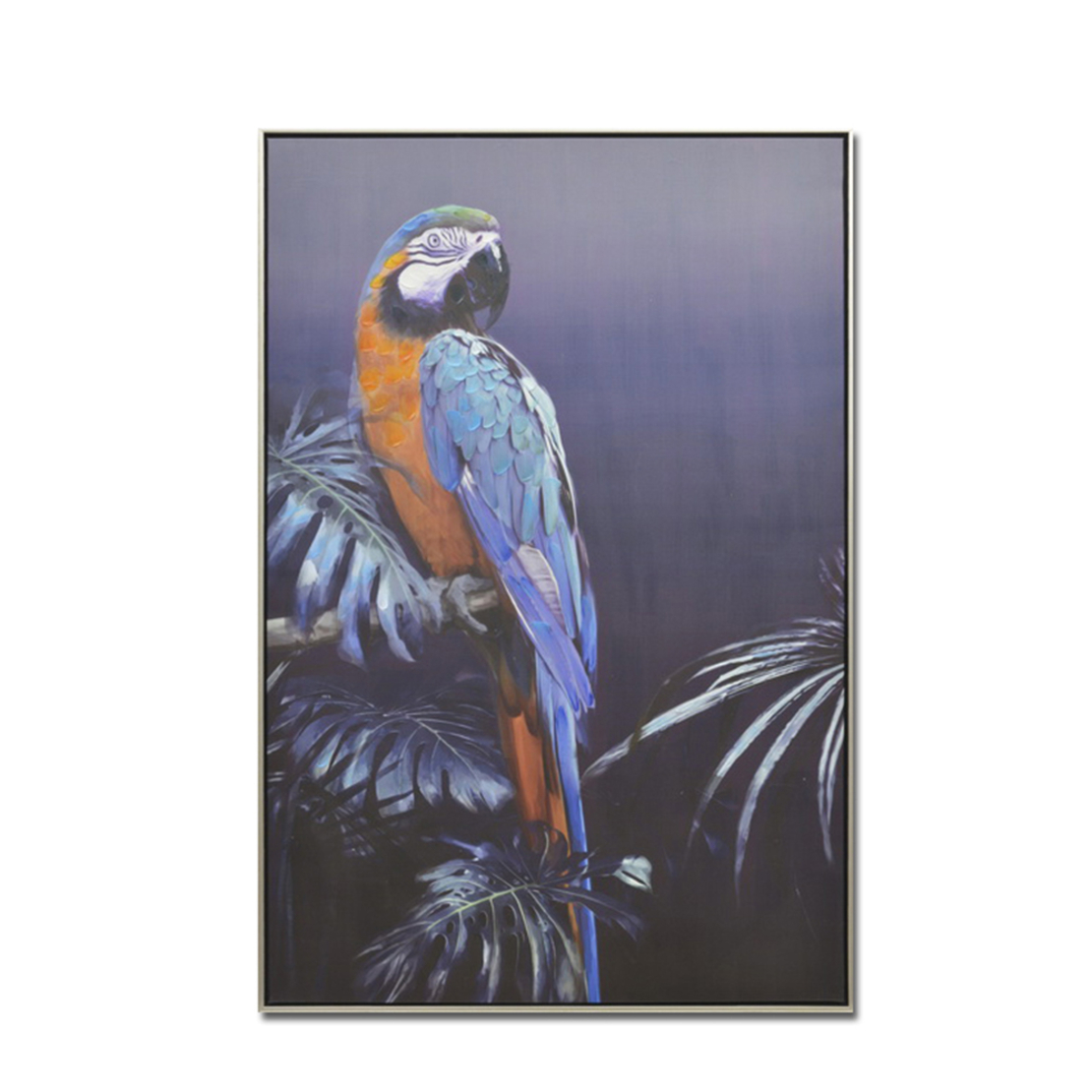 BLUΕ PARROT PAINTING CANVAS MULTICOLOR WOOD 82x122