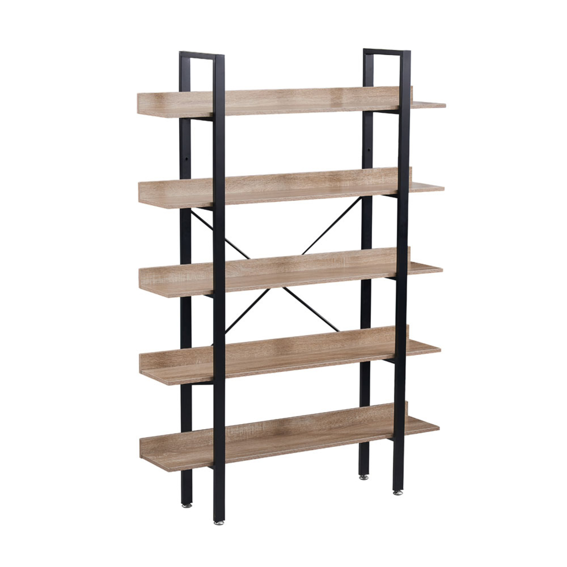 HORIZON BOOKCASE 5SHELVES CHIPBOARD WITH MELAMINE SONOMA BLACK 120x28xH170cm E1 PRC