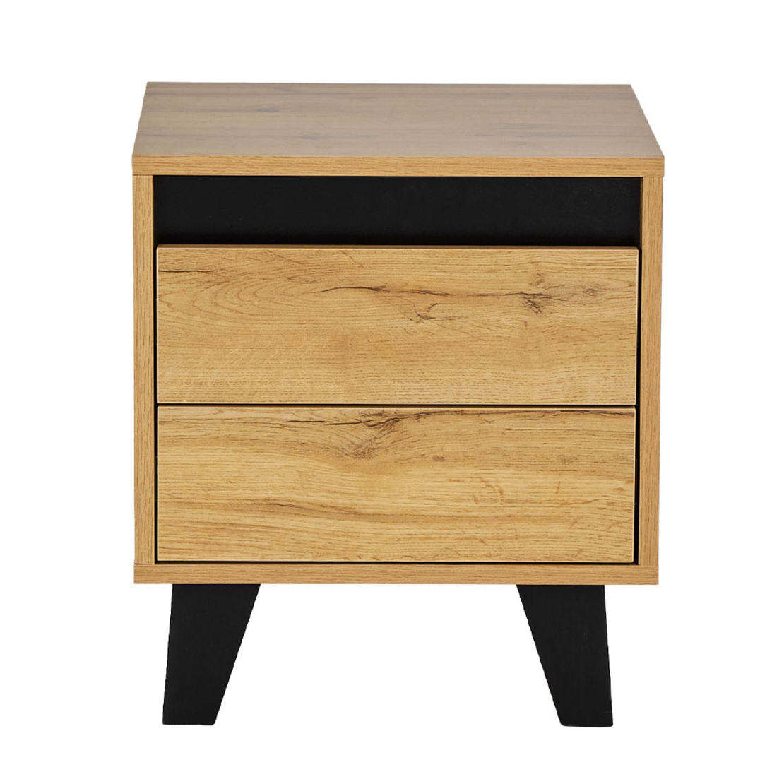 ARABICA NIGHTSTAND 2DRAWERS CHIPBOARD WITH MELAMINE SONOMA METAL BLACK BLACK E1 PRC