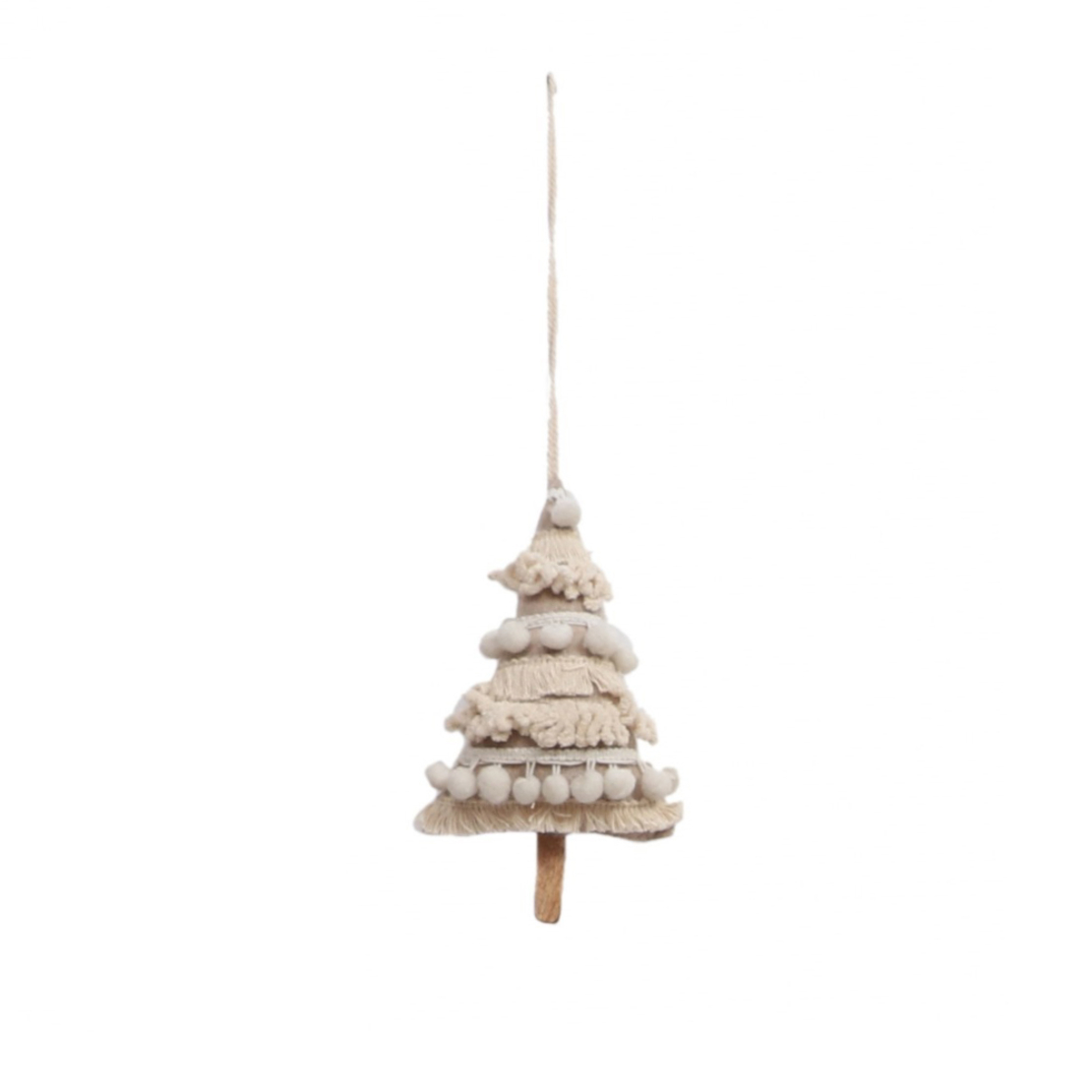 XMAS JOLLY 1 PENDANT TREE FABRIC WOOD MANGO BEIGE