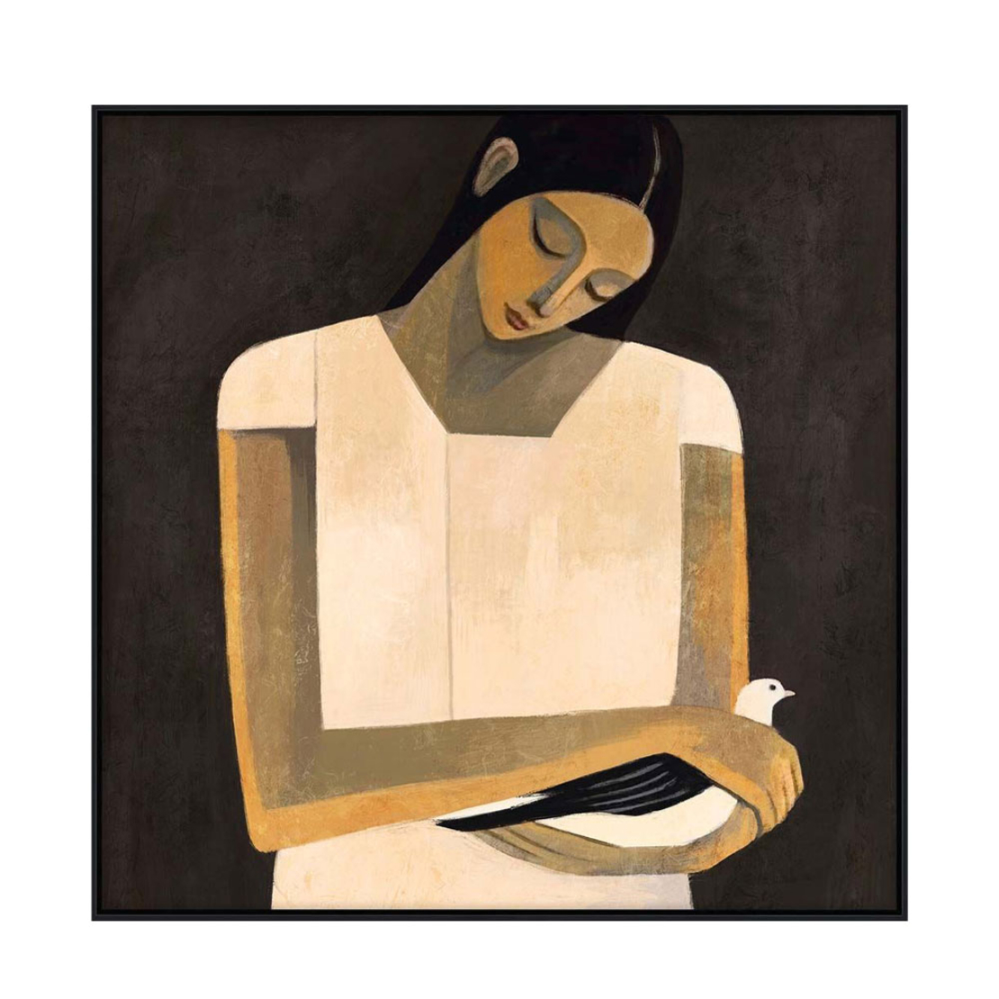 SERENITY B PAINTING DECORATIVE WITH FRAME 100x100x4 CANVAS BEIGE BROWN PP