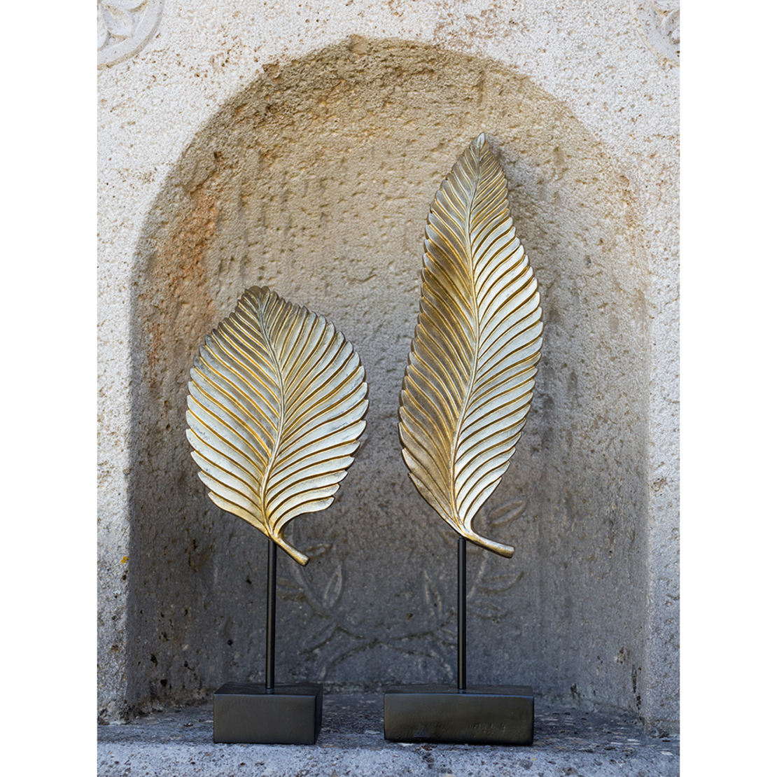 UMI DECO LEAF POLYRESIN GOLD BLACK 13x9xH57cm PRC