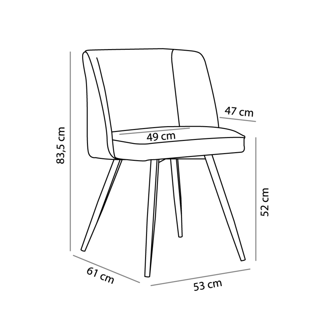 ZOLA CHAIR FABRIC BLUE EKAI MIX METAL BLACK E1 PRC