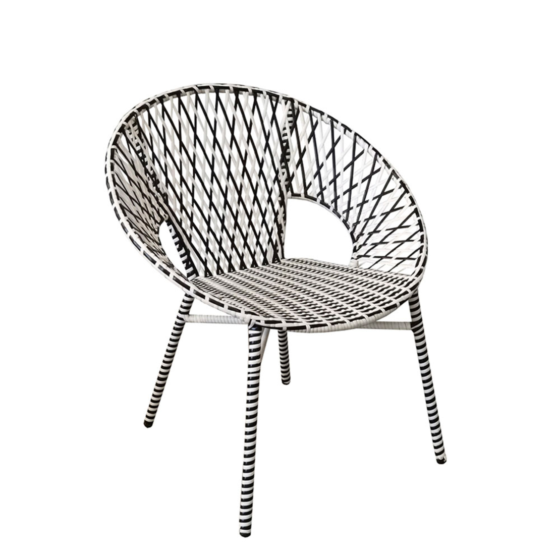 GRANADA CHAIR PE WOVEN BLACK WHITE 76x65xH82cm PRC