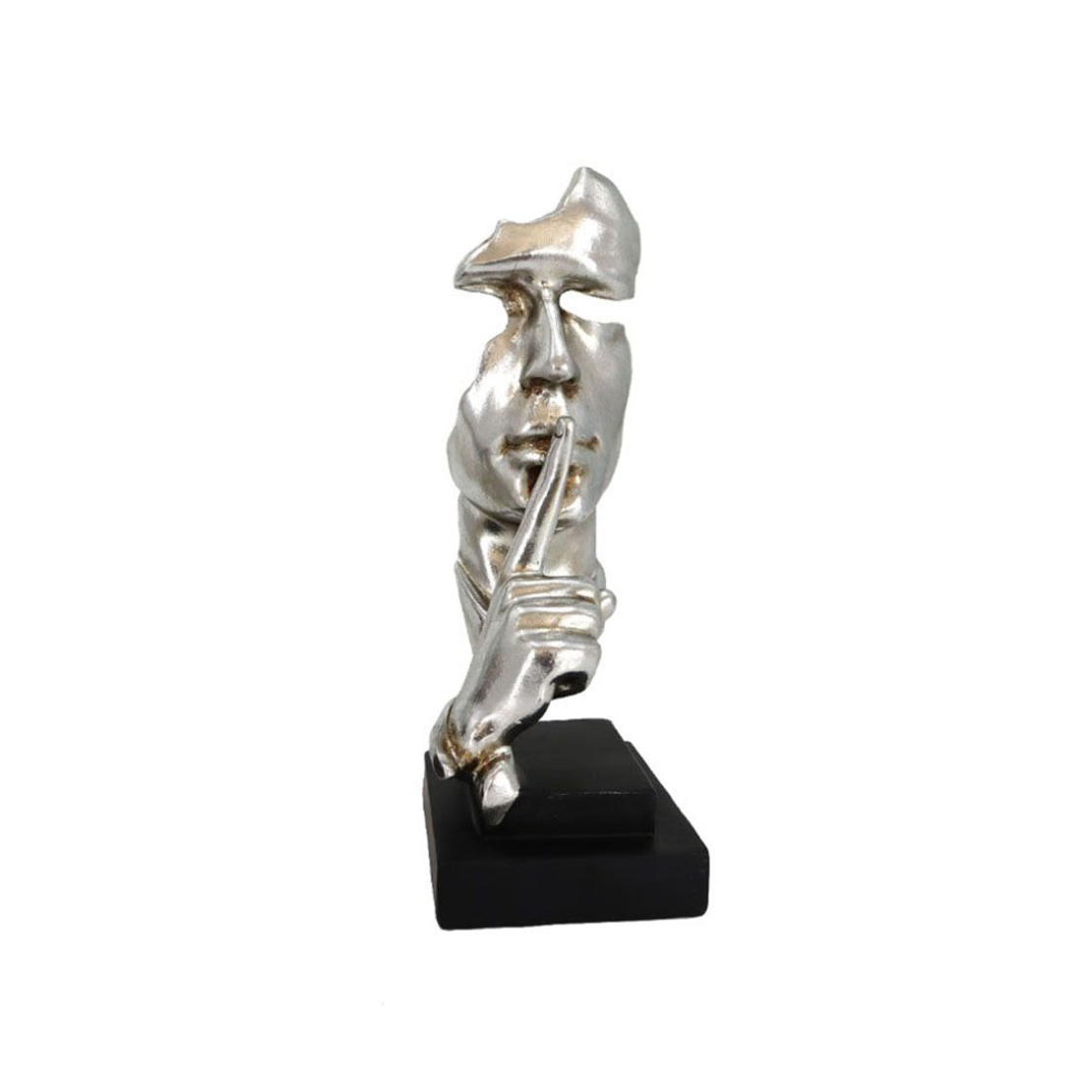 SILENT SILVER DECO SET 2PCS POLYRESIN SILVER BLACK