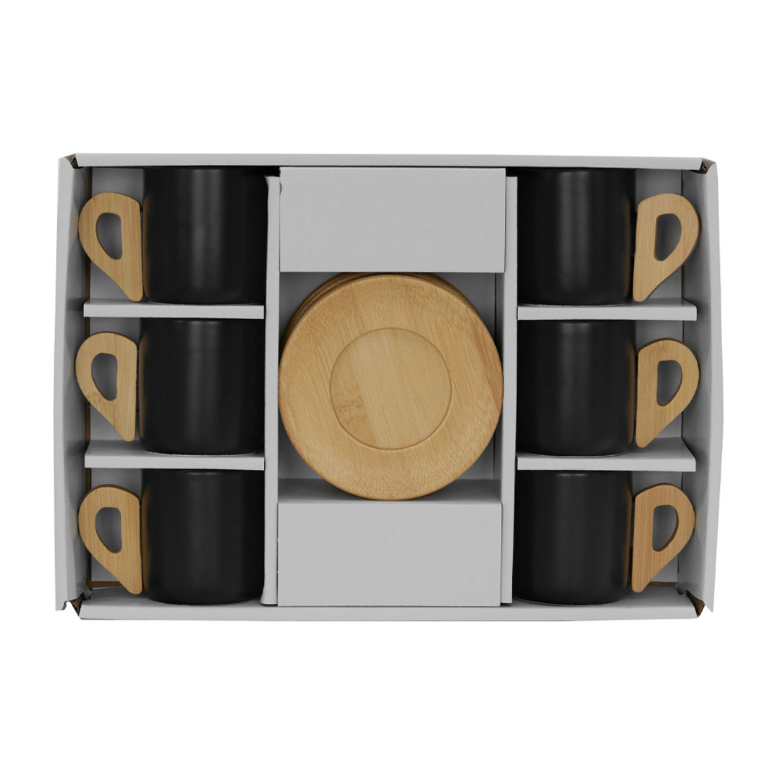 NORDIC MUG ESPRESSO SET 6 PCS PORCELAIN BAMBOO BLA