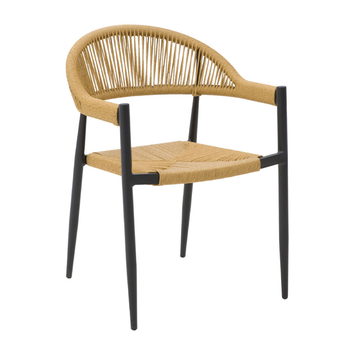 MEZZA LUNA ARMCHAIR ALUMINIUM BLACK NATURAL 56x55xH78cm PRC