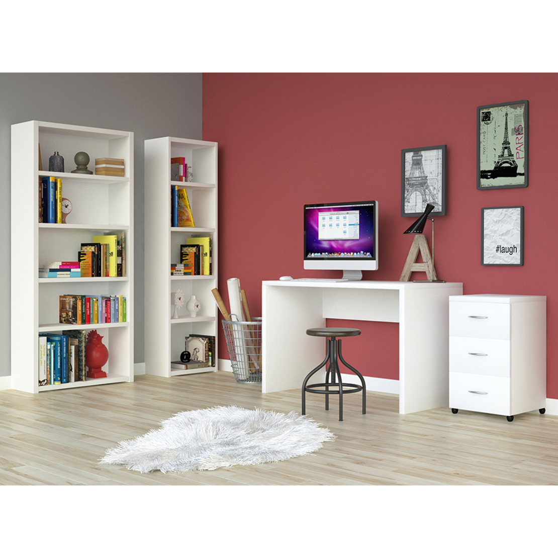 LINES DESK HONEYCOMB WHITE CHIPBOARD WITH MELAMINE CARTA 100x59xH75cm E1 PRC