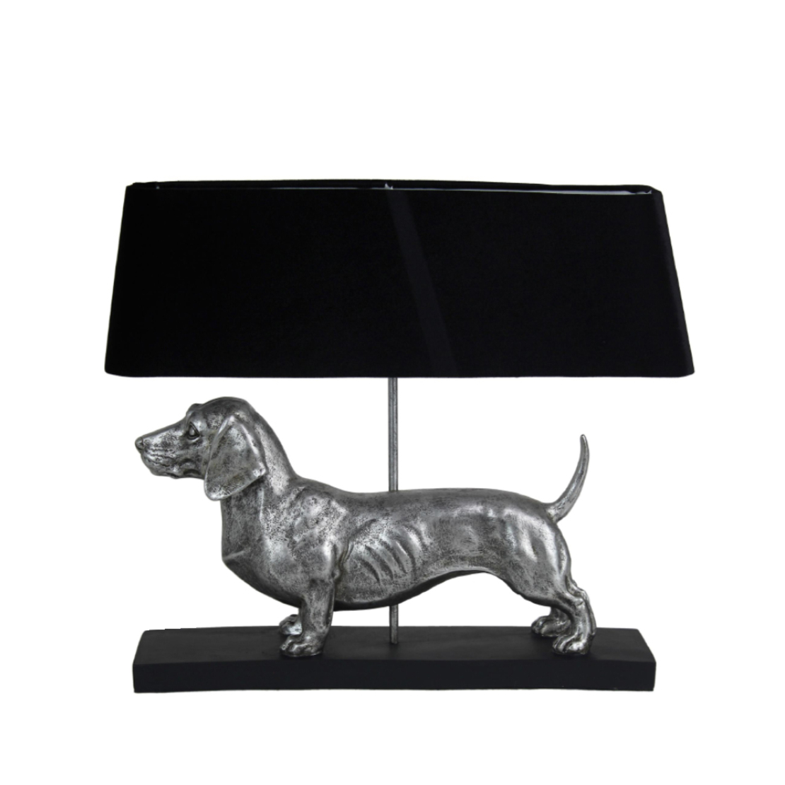 HUNDUR LAMP TABLE POLYRESIN FABRIC SILVER BLACK 60
