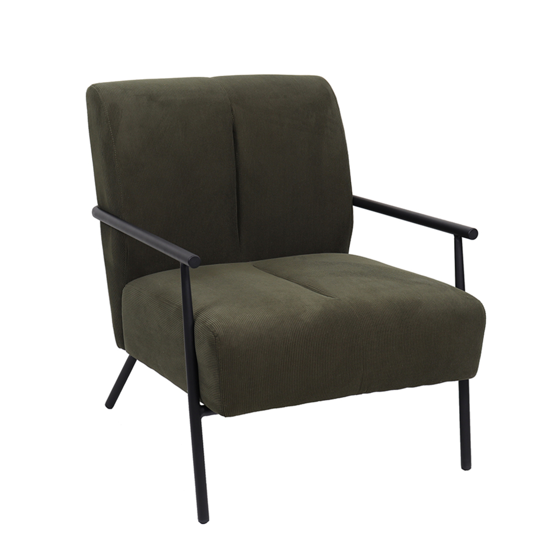 KIOTO ARMCHAIR FABRIC OLIVE GREEN DARK METAL BLACK PRC