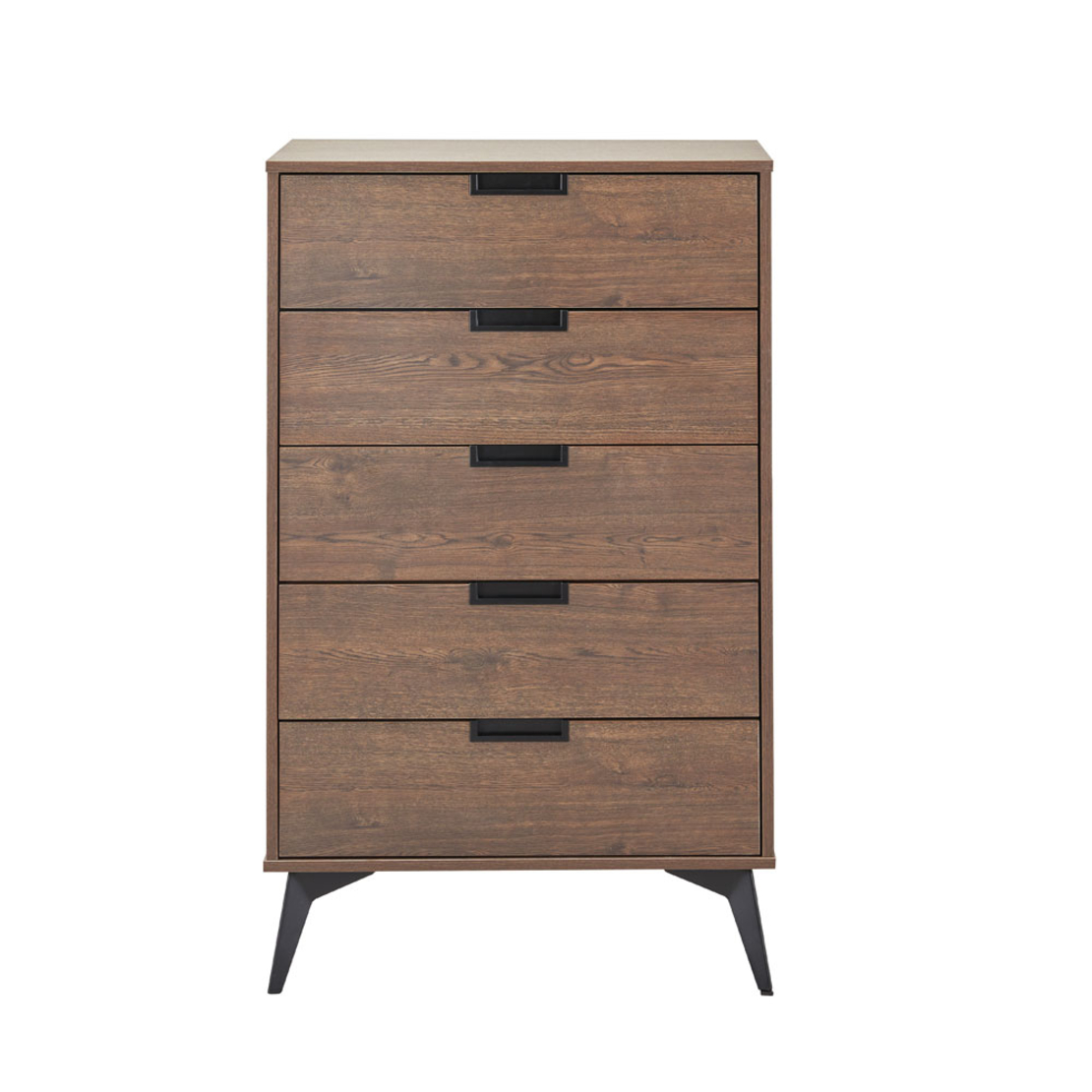 NUEZ PEDESTAL 5DRAWERS MELAMINE WALNUT METAL BLACK