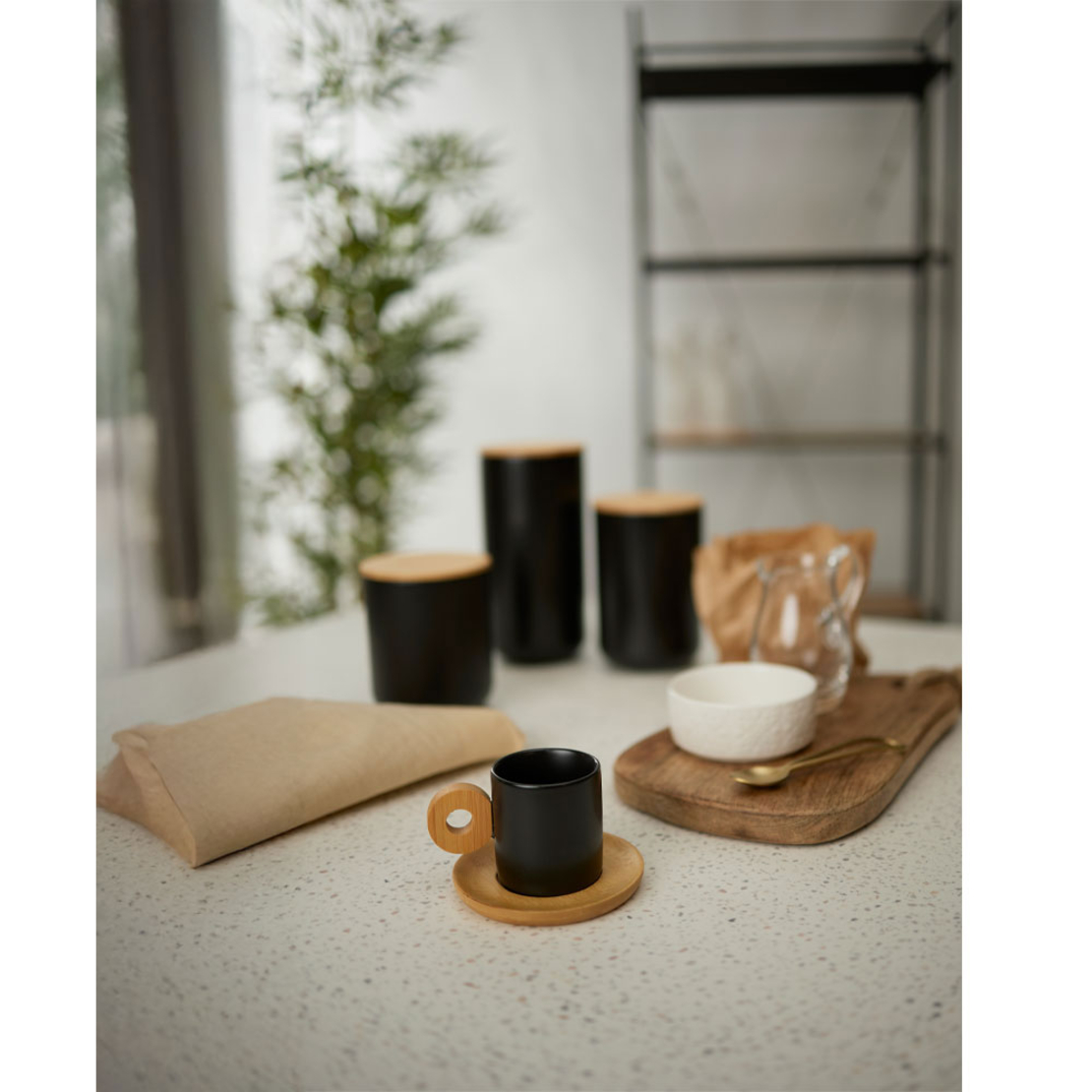 NORDIC MUG ESPRESSO SET 2 PCS PORCELAIN BAMBOO BLA