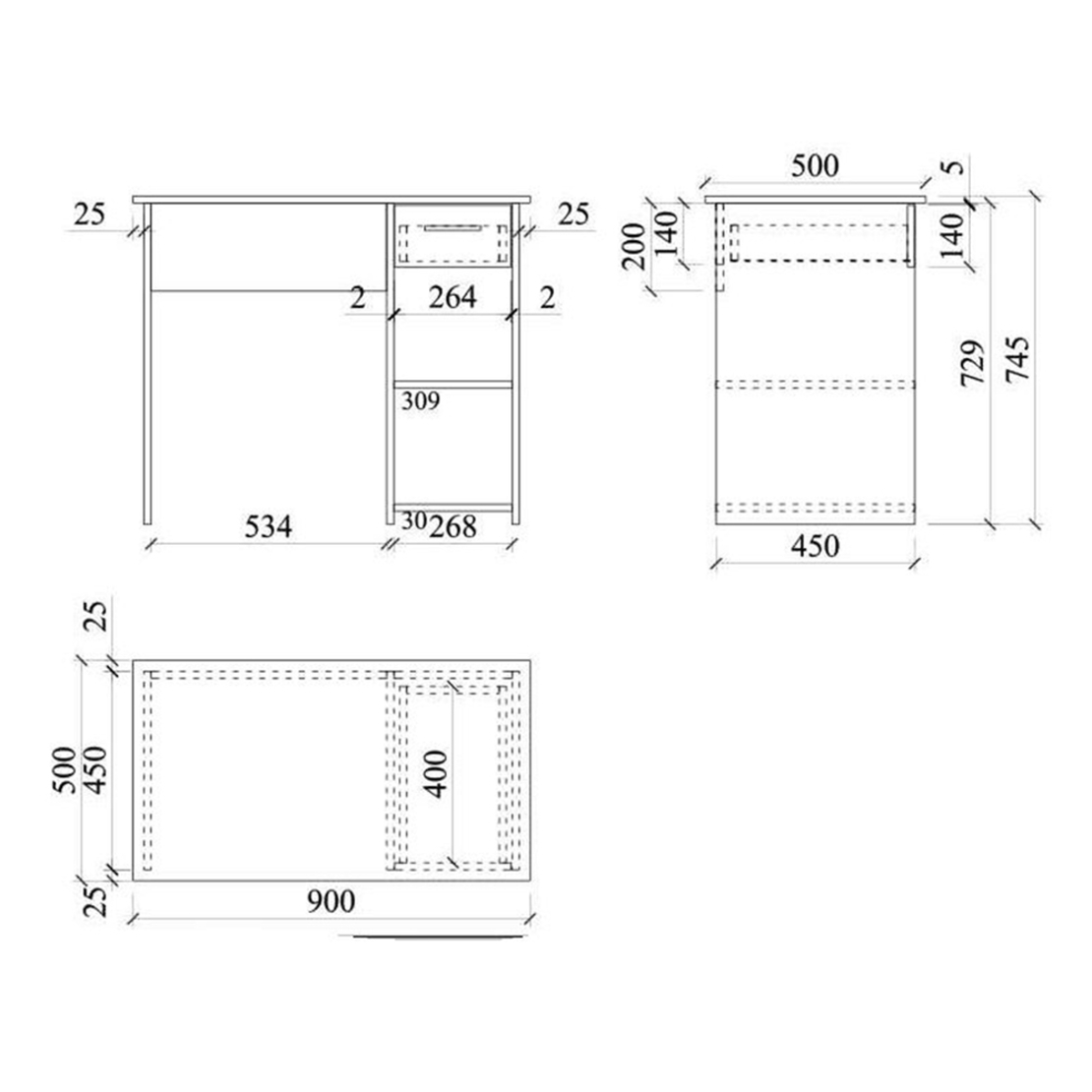 ADORNO DESK MELAMINE SONOMA 90x50xH74,5cm E1 EU