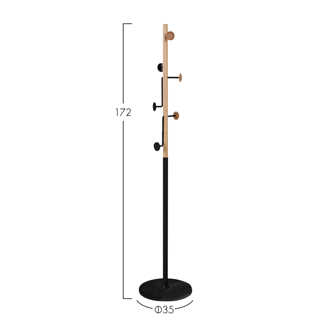 TREE COATRACK WOOD ΒΕΕCH NATURAL METAL BLACK E1 PRC