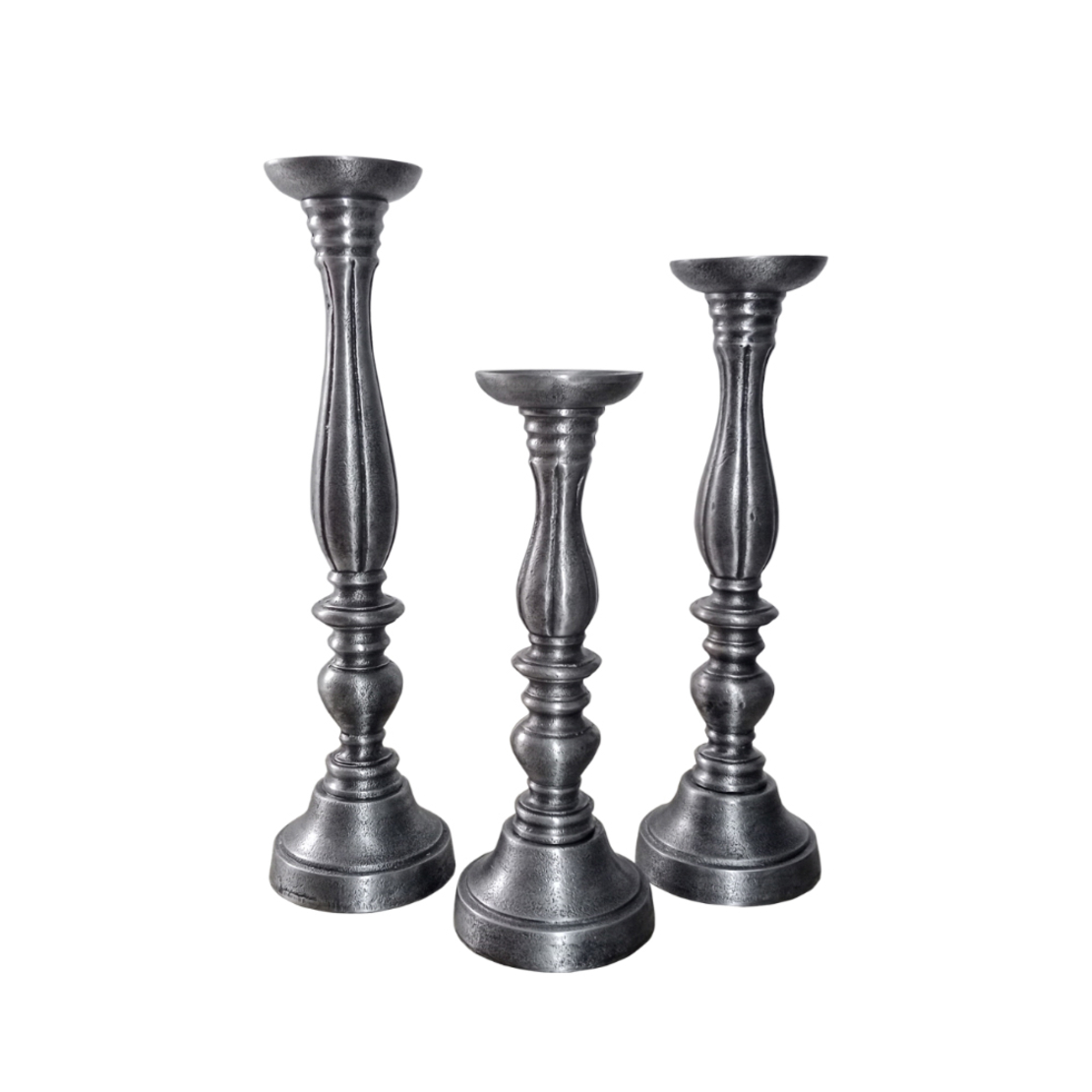 LUSAR CANDLE HOLDER SET 3PCS ALUMINIUM SILVER ANTI
