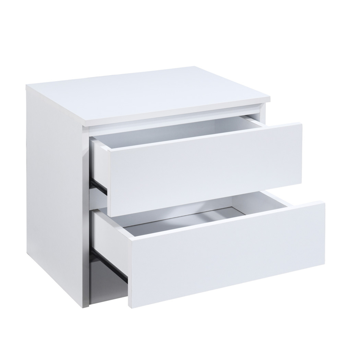 POLO NIGHTSTAND 2DRAWERS CHIPBOARD WITH MELAMINE CARTA WHITE E1 MY