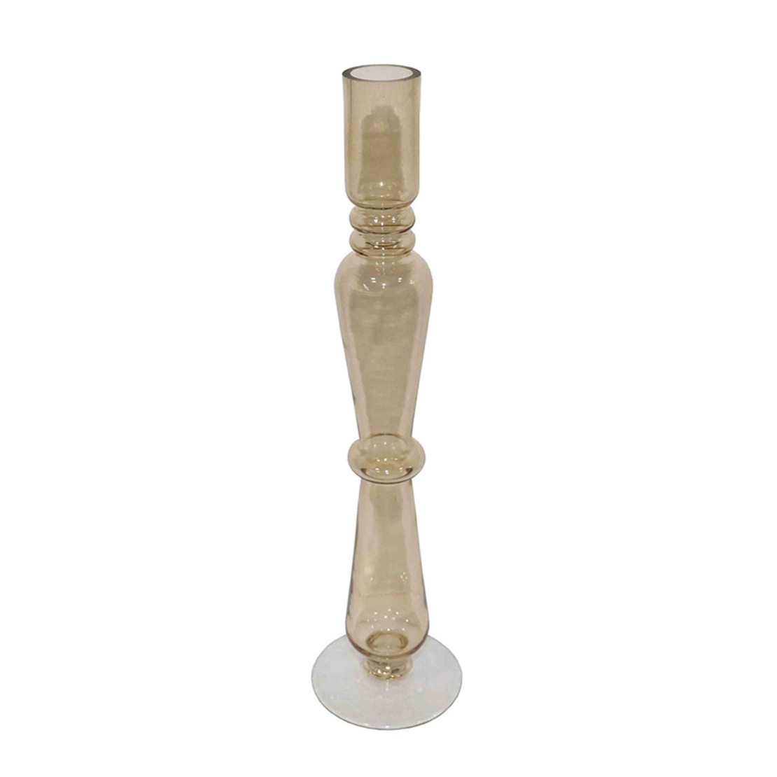 BALLON CANDLE HOLDER GLASS HONEY D9xH37cm IN